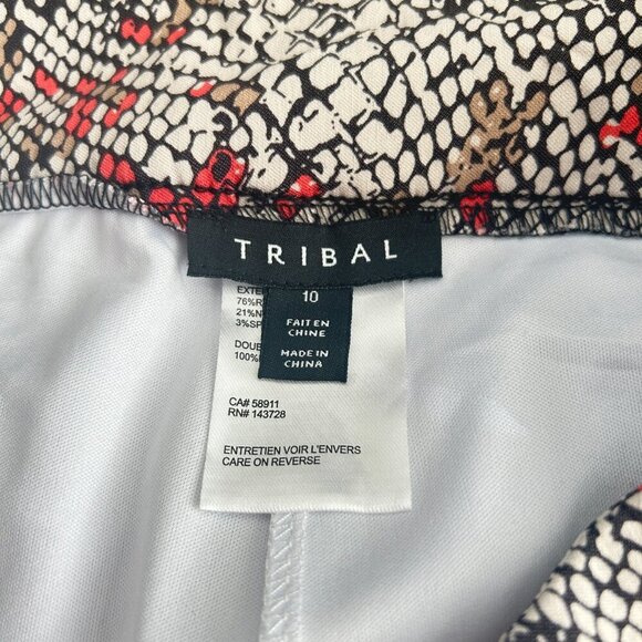 Tribal Snakeskin Print Skort Sz 10 Colorful Stretchy Mini Pockets Athleisure Tan - Picture 7 of 8